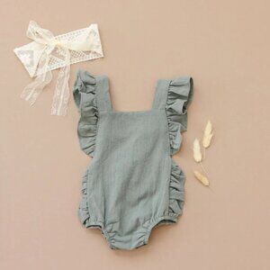 Green Ruffled Kids Bodysuit